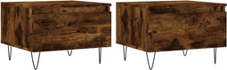 vidaXL - Salontafels - 2 - st - 50x46x35 - cm - bewerkt - hout - gerookt - eikenkleurig