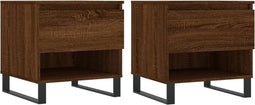 vidaXL - Salontafels - 2 - st - 50x46x50 - cm - bewerkt - hout - bruin - eikenkleur
