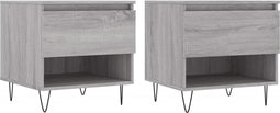 vidaXL - Salontafels - 2 - st - 50x46x50 - cm - bewerkt - hout - grijs - sonoma - eiken