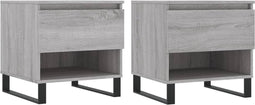 vidaXL - Salontafels - 2 - st - 50x46x50 - cm - bewerkt - hout - grijs - sonoma - eiken
