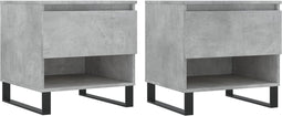 vidaXL - Salontafels - 2 - st - 50x46x50 - cm - bewerkt - hout - betongrijs