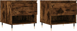 vidaXL - Salontafels - 2 - st - 50x46x50 - cm - bewerkt - hout - gerookt - eikenkleurig