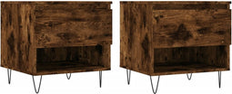 vidaXL - Salontafels - 2 - st - 50x46x50 - cm - bewerkt - hout - gerookt - eikenkleurig