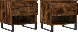 vidaXL - Salontafels - 2 - st - 50x46x50 - cm - bewerkt - hout - gerookt - eikenkleurig