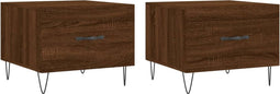 vidaXL - Salontafels - 2 - st - 50x50x40 - cm - bewerkt - hout - bruin - eikenkleur