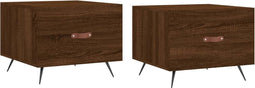 vidaXL - Salontafels - 2 - st - 50x50x40 - cm - bewerkt - hout - bruin - eikenkleur