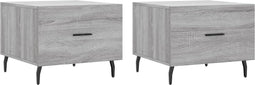 vidaXL - Salontafels - 2 - st - 50x50x40 - cm - bewerkt - hout - grijs - sonoma - eiken