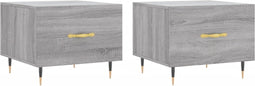 vidaXL - Salontafels - 2 - st - 50x50x40 - cm - bewerkt - hout - grijs - sonoma - eiken