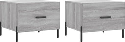 vidaXL - Salontafels - 2 - st - 50x50x40 - cm - bewerkt - hout - grijs - sonoma - eiken