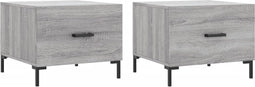 vidaXL - Salontafels - 2 - st - 50x50x40 - cm - bewerkt - hout - grijs - sonoma - eiken