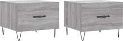 vidaXL - Salontafels - 2 - st - 50x50x40 - cm - bewerkt - hout - grijs - sonoma - eiken