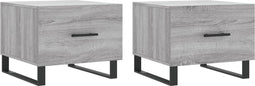 vidaXL - Salontafels - 2 - st - 50x50x40 - cm - bewerkt - hout - grijs - sonoma - eiken