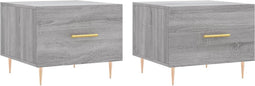 vidaXL - Salontafels - 2 - st - 50x50x40 - cm - bewerkt - hout - grijs - sonoma - eiken
