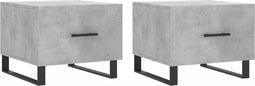 vidaXL - Salontafels - 2 - st - 50x50x40 - cm - bewerkt - hout - betongrijs