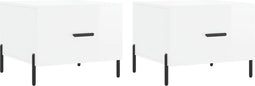 vidaXL - Salontafels - 2 - st - 50x50x40 - cm - bewerkt - hout - hoogglans - wit