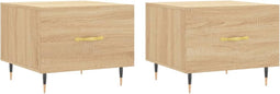 vidaXL - Salontafels - 2 - st - 50x50x40 - cm - bewerkt - hout - sonoma - eikenkleurig