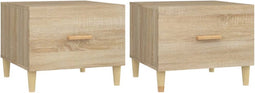vidaXL - Salontafels - 2 - st - 50x50x40 - cm - bewerkt - hout - sonoma - eikenkleurig