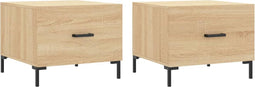 vidaXL - Salontafels - 2 - st - 50x50x40 - cm - bewerkt - hout - sonoma - eikenkleurig