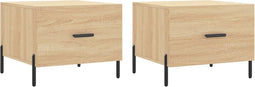 vidaXL - Salontafels - 2 - st - 50x50x40 - cm - bewerkt - hout - sonoma - eikenkleurig