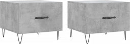 vidaXL - Salontafels - 2 - st - 50x50x40 - cm - bewerkt - hout - betongrijs