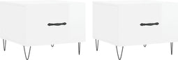 vidaXL - Salontafels - 2 - st - 50x50x40 - cm - bewerkt - hout - hoogglans - wit