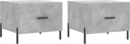 vidaXL - Salontafels - 2 - st - 50x50x40 - cm - bewerkt - hout - betongrijs