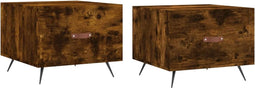 vidaXL - Salontafels - 2 - st - 50x50x40 - cm - bewerkt - hout - gerookt - eikenkleurig