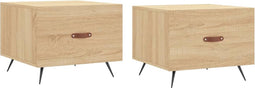 vidaXL - Salontafels - 2 - st - 50x50x40 - cm - bewerkt - hout - sonoma - eikenkleurig