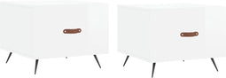 vidaXL - Salontafels - 2 - st - 50x50x40 - cm - bewerkt - hout - hoogglans - wit