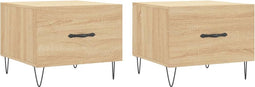 vidaXL - Salontafels - 2 - st - 50x50x40 - cm - bewerkt - hout - sonoma - eikenkleurig
