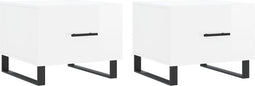 vidaXL - Salontafels - 2 - st - 50x50x40 - cm - bewerkt - hout - hoogglans - wit