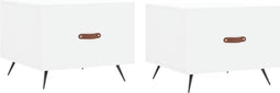 vidaXL - Salontafels - 2 - st - 50x50x40 - cm - bewerkt - hout - wit