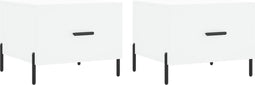 vidaXL - Salontafels - 2 - st - 50x50x40 - cm - bewerkt - hout - wit