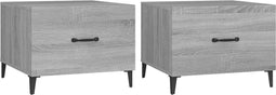 vidaXL - Salontafels - 2 - st - met - metalen - poten - 50x50x40 - cm - grijs - sonoma