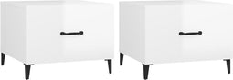 vidaXL - Salontafels - 2 - st - met - metalen - poten - 50x50x40 - cm - hoogglans - wit