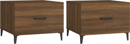 vidaXL - Salontafels - 2 - st - met - metalen - poten - 50x50x40 - cm - bruin - eikenkleur