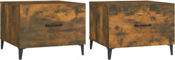 vidaXL - Salontafels - 2 - st - met - metalen - poten - 50x50x40 - cm - gerookt - eiken