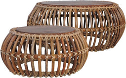 vidaXL - Salontafels - 2 - st - natuurlijk - rattan
