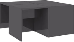 vidaXL - Salontafels - 4 - st - 33x33x33 - cm - bewerkt - hout - hoogglans - grijs