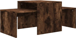 vidaXL - Salontafelset - 100x48x40 - cm - bewerkt - hout - gerookt - eikenkleurig