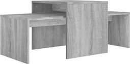 vidaXL - Salontafelset - 100x48x40 - cm - bewerkt - hout - grijs - sonoma - eikenkleur