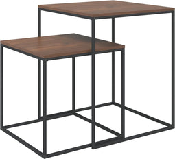 vidaXL - Salontafelset - 2 - st - bewerkt - hout - en - metaal