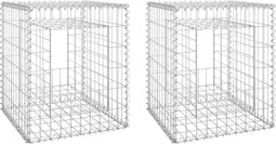 vidaXL - Schanskorf - palen - 2 - st - 50x50x60 - cm - ijzer