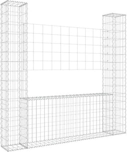 vidaXL - Schanskorf - U-vormig - met - 2 - palen - 140x20x150 - cm - ijzer