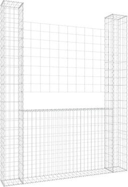 vidaXL - Schanskorf - U-vormig - met - 2 - palen - 140x20x200 - cm - ijzer