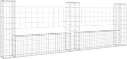 vidaXL - Schanskorf - U-vormig - met - 3 - palen - 260x20x100 - cm - ijzer