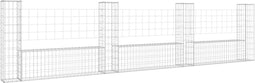 vidaXL - Schanskorf - U-vormig - met - 4 - palen - 380x20x100 - cm - ijzer