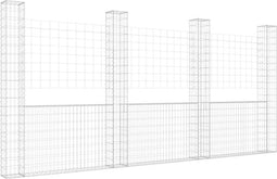 vidaXL - Schanskorf - U-vormig - met - 4 - palen - 380x20x200 - cm - ijzer