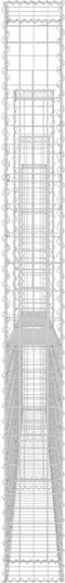 vidaXL - Schanskorf - U-vormig - met - 4 - palen - 380x20x200 - cm - ijzer