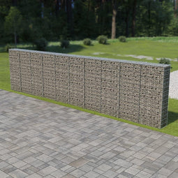 vidaXL - Schanskorfmuur - met - deksels - 600x30x150 - cm - gegalvaniseerd - staal